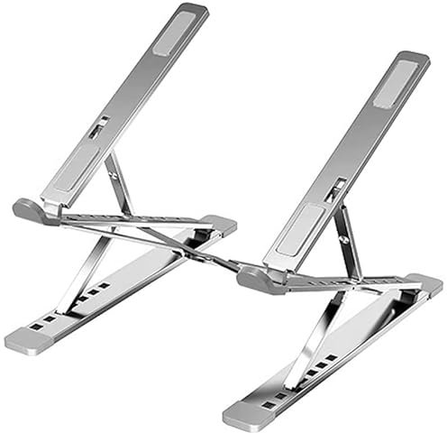 Dyazo Double Height Laptop Stand 6 Level Height Adjustable, Laptop Stands, Foldable Portable Laptop Stand for Desk Compatible with All Laptops 10-15.6 Use for Office/Home Reduce Neck Pain, Black