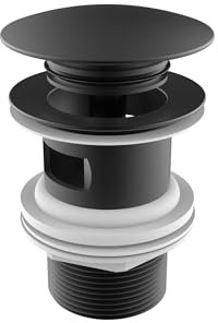 Roca A5054015NB Desagüe Click-Clack Universal, Tapon Ceramico Ø65mm, Acabado Negro Mate