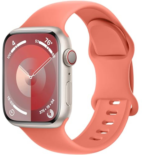 DaQin Sport Band Compatible with Apple Watch Band 44mm 42mm 45mm 49mm 38mm 40mm 41mm Women Men, Soft Silicone Waterproof Strap for Apple Watch Ultra/Ultra 2 iWatch Series 9 8 7 6 5 4 3 2 1 SE,Coral