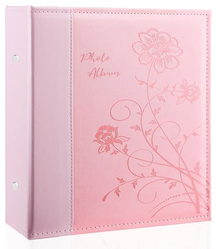 Miaikoe Fotoalbum 10x15 400 Fotos Slip in, große Kapazität Leder Cover Bilderalben hält 400 Vertikale 10x15cm Landschaftsfotos für Hochzeit Familie (Rosa)