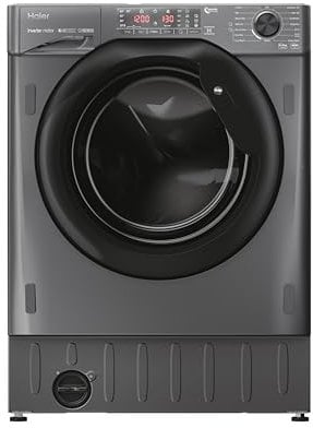 Haier HWDQ90B416FWBRUK 9/5kg Integrated Washer Dryer, D/A Rated, Graphite & Black