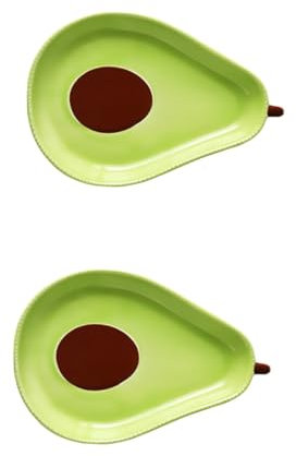 Cabilock 2 Stück Avocado Teller Vorspeisenteller Avocado Form Teller Salat Obstteller Lebensmittelbehälter Keramikgeschirr Dessert Obstteller Wiederverwendbar Wiederverwendbar