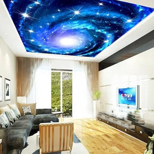Custom 3D Photo Wallpaper Galaxy Stars Ceiling Fresco Art Wall Painting Living Room Bedroom Ceiling Mural Wallpaper,430cmX300cm