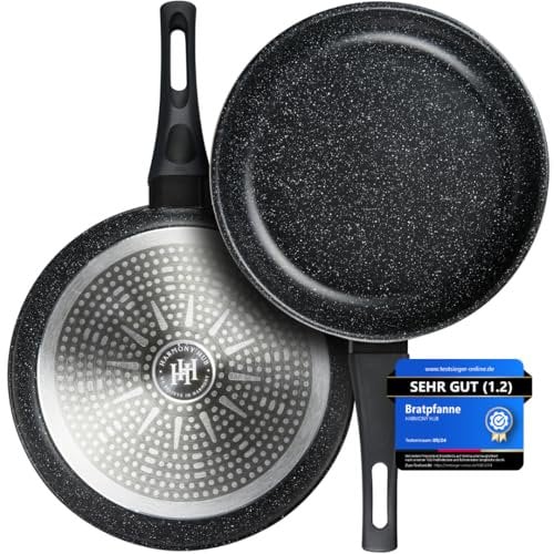 HARMONY HUB Bratpfanne 28 cm, Antihaft, geeignet für alle Herdarten, Pfanne 28 cm, Beschichtete Pfanne auf Wasserbasis, PFOA & Nickel frei, Hitzeindikator im Griff