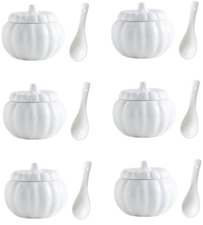 Cabilock Lot De 6 Bols À Soupe En Céramique Avec Cuillère Ustensile De Cuisine Récipient Pour Aliments