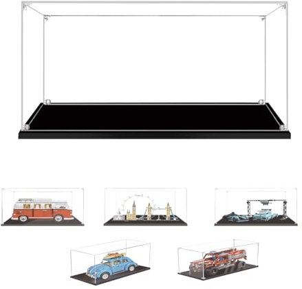 BOOVAX Vitrine pour Lego 10252/21034/76898/10220/42075 - Présentoir Vitrine en Acrylique Transparente pour [Londres/Käfer/Formula-E/T1-Camper-Van/First-Responder] - 36x18x18cm