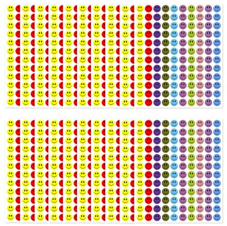 ZIJANG Smiley Aufkleber, 2400 Stück Smileys in 10 Farben, Mini Belohnungssticker für Lehrer und Eltern zur Förderung der Interaktion mit Schülern