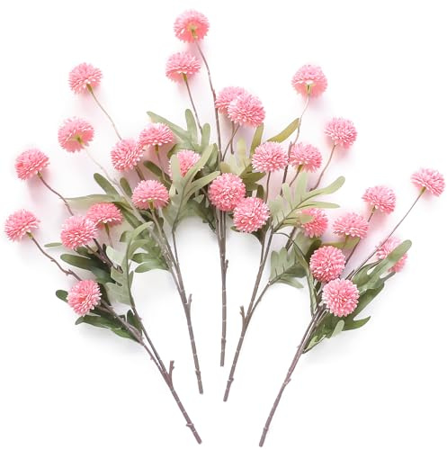 Floroom Künstliche Blumen aus Kunstseide, 5 Stück, große kleine Mini-Chrysanthemen mit Stielen für DIY, Rouge, Hochzeit, Tafelaufsätze, Blumenarrangements, Vasenfüller, Heimdekorationen