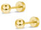 ZDE Titan Damen Ohrringe flach zurück Kugel Ohrstecker Frauen hypoallergene stecker für empfindliche Ohren 3mm flach Ohrstecker perfekt für Helix Tragus Knorpel Ohrläppchen (Gold)
