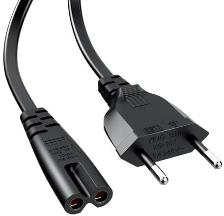 1.5 M Euro Netzkabel C7 Stromkabel für PS4 / PS4 Slim / PS5 / PS3 Slim / PS3 / Xbox One S/X, Xbox Series X/S, Samsung LG Sony TCL Sharp Fernseher TV Netzkabel 2 Polig Euro 8 Kabel Kleingerätekabel