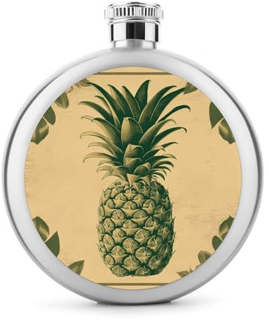 Flasque vintage en forme d'ananas de 140 ml - Rond - En acier inoxydable poli miroir - Portable - Pour vin et whisky - Pour homme et femme