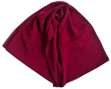 Generisch DOCKS Chiffon-Kopftuch in Weinrot mit Kreuz-Muster – Christliches, elegantes Accessoire