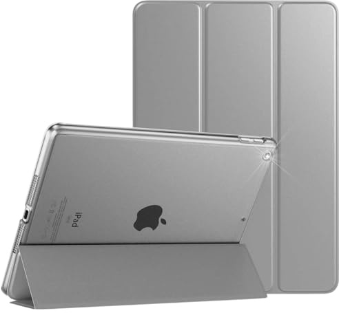 For iPad Air 1 / Air 2 Case 9.7 Inch (2013-2014), Translucent Back Cover, Auto Wake/Sleep, Smart Stand, Model No: A1474, A1475, A1476, A1566, A1567 (Grey)