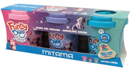 Mitama Tris 3 Dosen Funny Doo, Modelliermasse, 3 Stück, rot hellblau gelb, ab 2 Jahren, Spiel und Freizeit, Kinder, mehrfarbig, Taglia Unica, modelliermasse