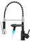Warmiehomy LED Professionell Wasserhahn Küche,360° Schwenkbar Küchenarmatur mit Zwei Auslauf,Hoher Bogen Spiralfeder Brause Armatur Küche für Spültischarmatur,Schwarz und Chrom