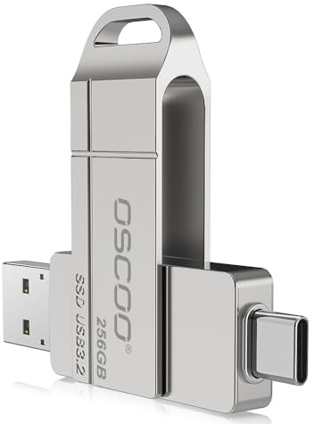 OSCOO 256GB USB Stick USB 3.2 Gen1 Flash Drive bis zu 550MB/s doppel USB-C & A speicherstick daumenlaufwerk kompatibel Android, Fotos und Video Features