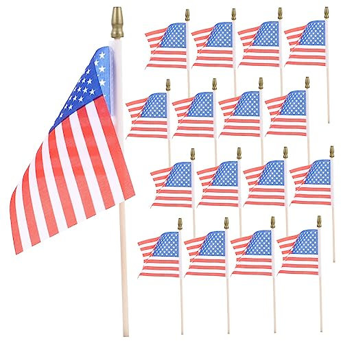 Toyvian 40 pièces Mini Drapeaux Américains à Agiter Petit Drapeau Usa avec pour Patriotiques Souvenir et Événements