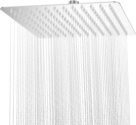 YEAUPE PRO Regendusche 10 Zoll – Eckiger Duschkopf aus Edelstahl 304, Hochdruck Kopfbrause mit Selbstreinigenden Düsen, Deckenmontage, Chrom (25 x 25 cm)