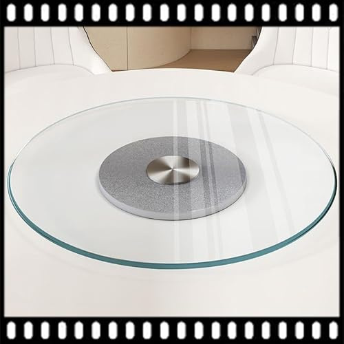 NESLNQC Grand Plateau Tournant De Table en Verre Trempé, Plateau De Service Rotatif pour Table À Manger, 90 Cm (36 Po), Plateau Tournant Rond (Sable Argenté, 90 Cm)
