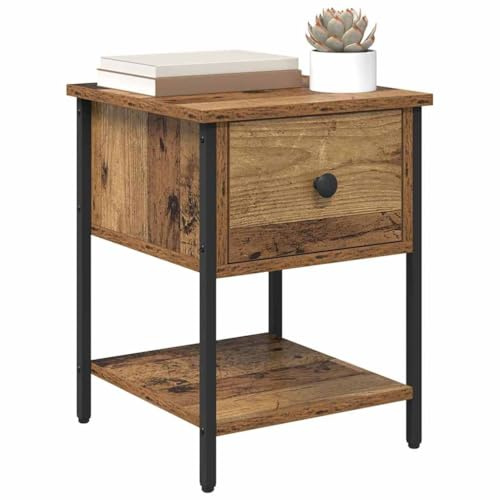 vidaXL Bed Cabinet 2 pcs Old Wood 40 x 39 x 40cm Engineered Wood, Rustic Nightstand, Compact Storage Cabinet, Wooden Table With Drawers for Bedroom Organization and Cozy Decor, Indoor Furniture