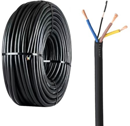 3 * 1.5mm²~3 * 6.0mm²+1 * 0.75mm² EV Charging Cable，25FT-100FT Pure Copper Connector Wire,TPE Insulation, 450V, Flexible EVSE Cable for Home Garage Charging Stations(50ft,3 * 1.5mm²+1 * 0.75mm²)