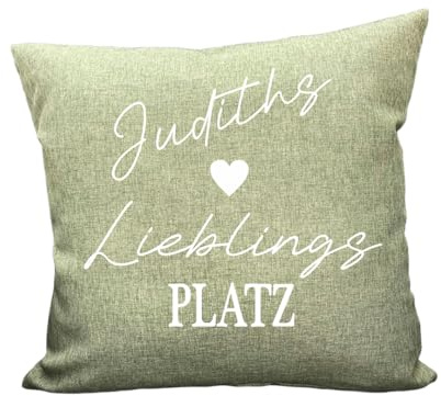 LaserGrote Personalisiertes Outdoor-Kissen mit Füllung | Outdoor-Kissen mit Spruch und Name | Kissen für Draußen & Drinnen mit Druck - inklusive Füllung (Lieblingsplatz, dunkelgrün, 45cm * 45cm)