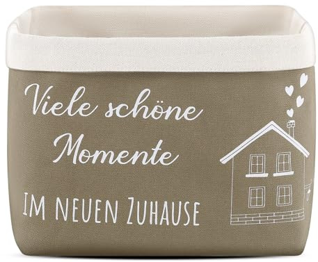 Xuniea Brotkorb Viele schöne Momente IM NEUEN ZUHAUSE Einzugsgeschenk | Grün Weiß, Brotkorb aus Stoff, Geschenk zum Umzug, Brottasche, Geschenkidee zum Einzug, Brötchenkorb