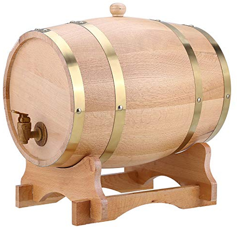 TIKATARER Wooden Oak Wine Barrels, 1.5 3 5 10 Liter Capacity Handmade Barrels with Easy to Dispense Plastic Tap, for Whiskey Brandy Tequila Storage (10L)