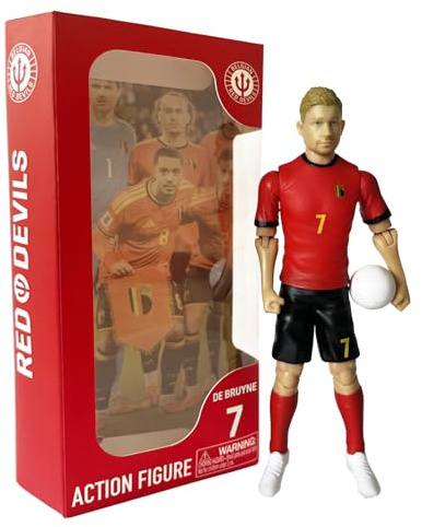 Megableu De Bruyne Red Devils - Bewegliche PVC Fußballfigur 20 cm Belgien | Offiziell lizenziertes Belgien - 10 Artikulationspunkte und realistische Details - Strapazierfähiges PVC zum Spielen oder
