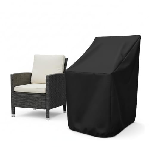 Mucola Schutzhülle für Gartenstühle Hochlehner 68x96x110/150 cm Schwarz | 100 % Polyethylen, Kordelzug am unteren Saum, schützt vor Staub, Pollen, auch für Klappstühle, leicht zu reinigen
