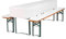 TexDeko Bierbankauflagen gepolstert 220x25x2cm mit Tischdecke 3TLG Set waschbar für Bierzeltgarnitur (220x50x30cm Weiß)