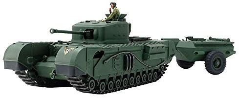 Tamiya 32594 - 1:48 Britischer Panzer Churchill Mk.VII Crocodile, Modellbau, Plastik Bausatz, Basteln, Hobby, Kleben, Plastikbausatz, Unlackiert