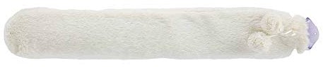 Warmies Extra Long Hot Water Bottle with Super-Soft Cream Faux-Fur Cover and Matching Pom-Poms. 80cm x 12cm. 2 Litre