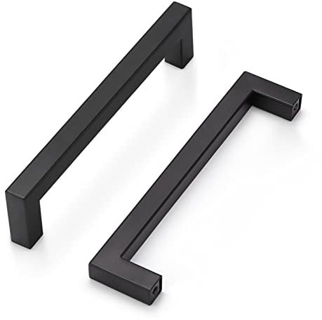 Probrico 20 Pack Hole Center 160mm Kitchen Cabinet Handle Stainless Steel Furniture Dresser Drawer Pulls Black Wardrobe Door Knobs