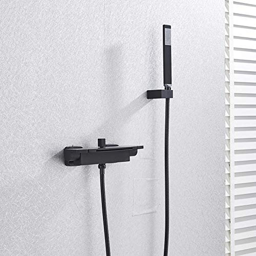 Huin Robinet de baignoire de salle de bain mitigeur de bec cascade à poignée unique avec douche à main robinet de bain mural robinet de baignoire mélangeur d'eau