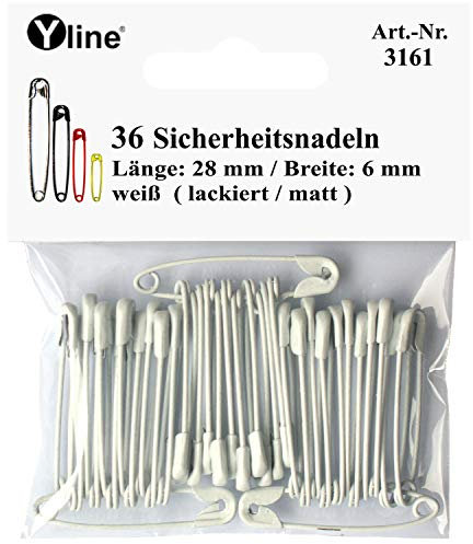 Yline 36 Sicherheitsnadeln ca. 28 mm weiß, Sicherheits- Nadel Nadeln, sl, 3161