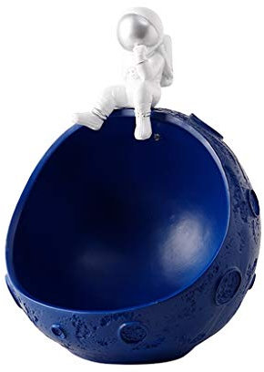 YXCKG Svuotatasche Moderno Design, Svuota Tasche da Ingresso, Vassoio per la Decorazione, Ciotole Decorative per Soggiorno tavolino Portico, Nordic Desktop Decor Key Bowl-Astronaut Half Moon Model