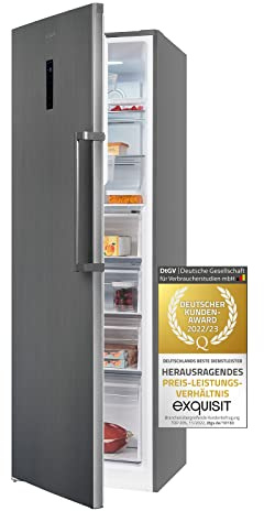 Exquisit Gefrierschrank GS295-NF-H-040E inoxlook-az | Standgerät | 262 l Volumen | Inoxlook-Dunkel