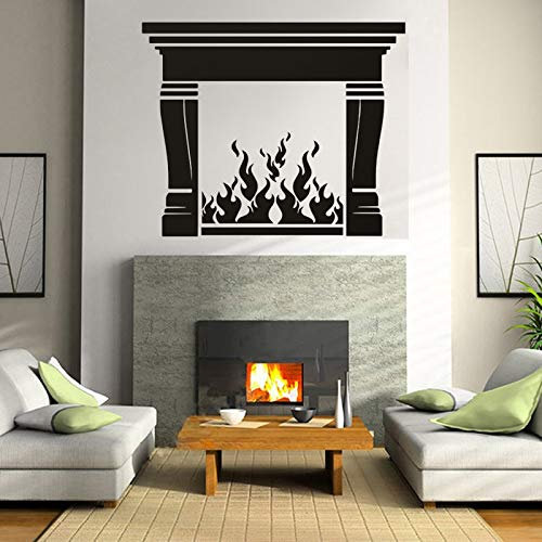 NSRJDSYT Kamin Wandaufkleber Feuer Wohnkultur Wohnzimmer Dekoration Vinyl Aufkleber Herd Design Kunst Wandbild abnehmbar warm 57x69cm
