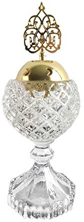 MagiDeal Cristal de Luxe Arabe Bakhoor Brûleur D'encens Portable Traditionnel Mabkhara Encens Résine Brûleur Outil Spa Arabe Diffuseur Décor Ornement - E
