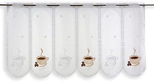 Clever-Kauf-24 Scheibengardine Kaffee Tasse Bistrogardine Höhe 45cm versch. Breiten (45x135cm)