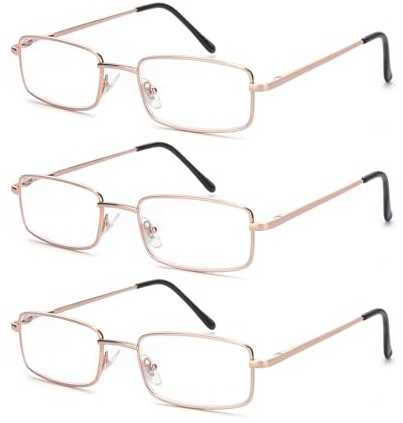 OuShiun Lesebrille für Herren Blaulichtblockierende Metallrahmen Computerlesegeräte Anti-Augenbelastung/UV/Blendung