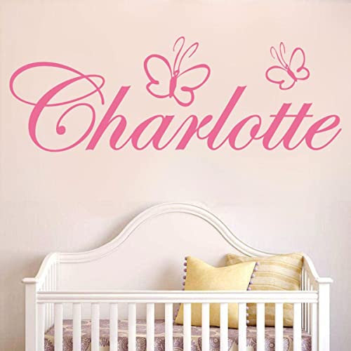 BHADANI Benutzerdefinierter Name Schmetterling Mädchen Schlafzimmer Wohnkultur Wandaufkleber Wandtattoo Art Home Decor Kinderzimmer Kinderzimmer Wanddekoration C334-26 Zustand Grau, 58 x 22 cm