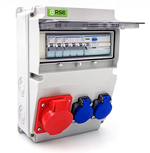 RSE BAUSTROMVERTEILER WANDVERTEILER KOMPLETT VERDRAHTET 32A 16A 230V MIT HAGER SICHERUNGEN IP65, RSE 14-16A/5P, 2x230V