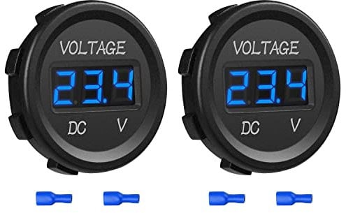 2PCS 12V-24V DC Car LED Digital Voltmeter Display,Waterproof Voltage Monitor Gauge Tester Meter for Motorcycle Boat Truck Camper ATV UTV Marine(Blue)
