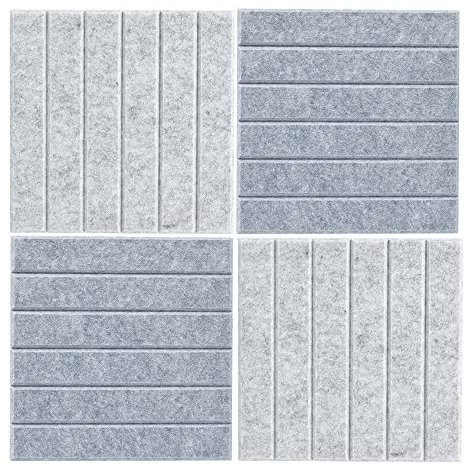Zeller 11579 Pinboard-Set, 4-tlg., Filz, hellgrau/grau, ca. 4x 30 x 30 x 0,9 cm