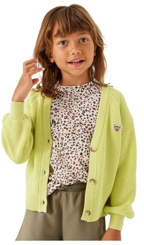 Garcia Kids Knit Maglione Cardigan, Verde Lime, 128 Bambina