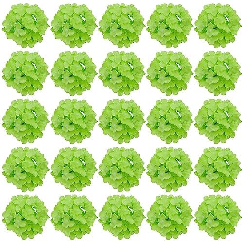 FagusHome 30 teste di ortensie artificiali in seta, fiori e steli, ortensie finte, per la decorazione della casa e del matrimonio (verde)