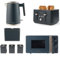 Salter COMBO-8851A Marino 6 Piece Breakfast & Cooking Countertop Set - 1.7L Fast Boil Kettle, 4 Slice Toaster, 20L Manual Microwave, Carbon Steel Bread Bin & 3 Storage Canisters for Tea/Coffee/Sugar