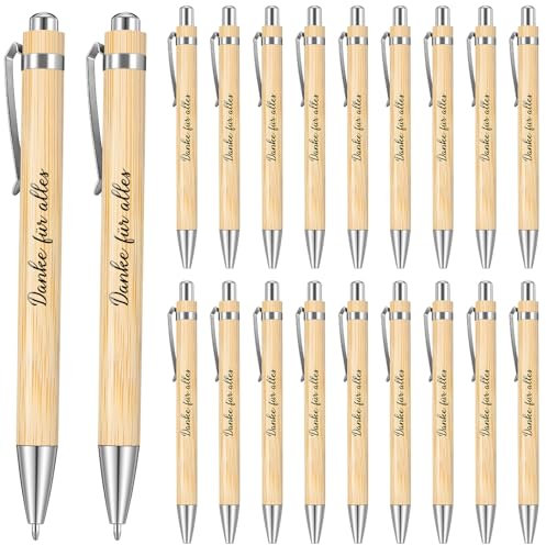 Tenare 20 Stück Dankeschön Kugelschreiber Geschenke Holz Kugelschreiber mit Spruch Danke für Alles Kollegen Zitate Druckkugelschreiber Abschied Danksagung Stift Geschenk für Lehrer Mitarbeiter